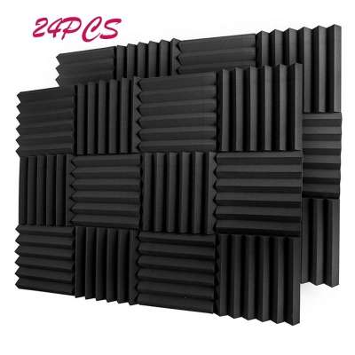 24 PCS Wedge Soundproof Panels Pro Audio Equipment Sound Insulation Sponge