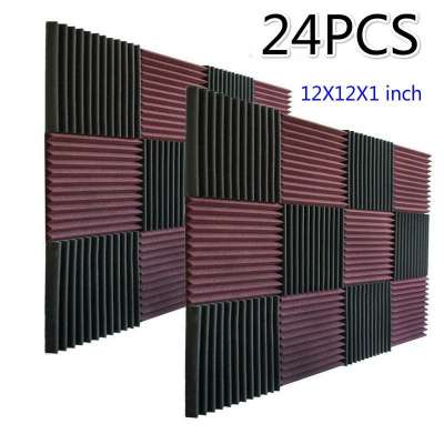 24pcs Soundproofing Foam Studio Acoustic Foam Sound Treatment Studio Room Absorption Wedge Tile foam